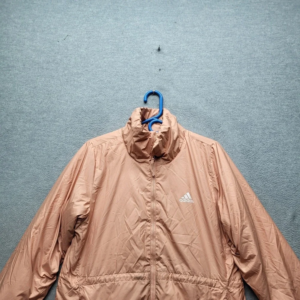 Adidas Women Jacket M Peach Windbreaker Primegreen Insulated Basic 3‎ Stripe